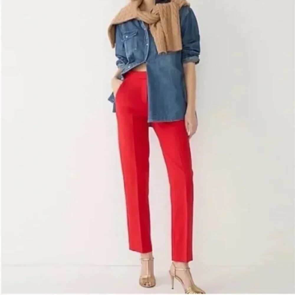 NWT J. Crew Kate Red Women's Straight-Leg Stretch Trousers Pants Sz 6 BK251